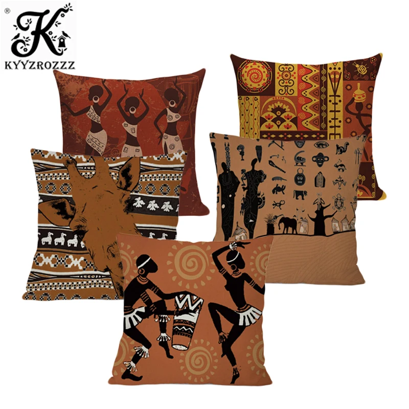 Чехол для подушки Miracille dancing Woman в этническом стиле, наволочка для подушки в африканском стиле, льняная хлопковая цветная ткань для дивана, диванных подушек