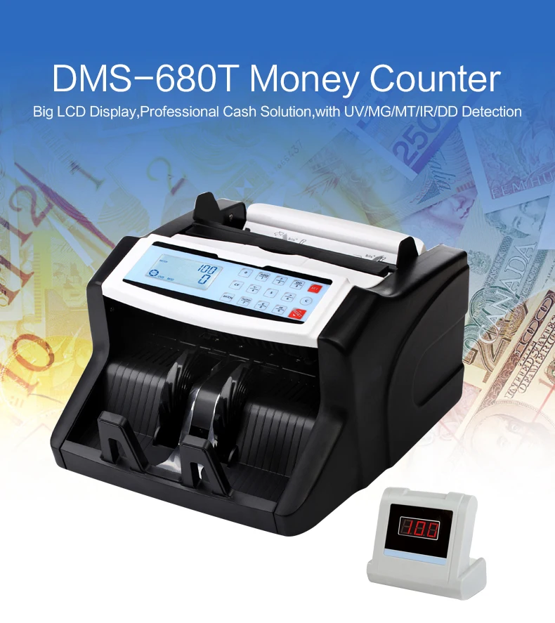 Contador de Dinheiro Especial para Multi-moeda Contador de Contas uv + mg + mt + ir + dd Novo Design Moeda Contagem Detecção Dms-680t 4 Contador de dinheiro/detector