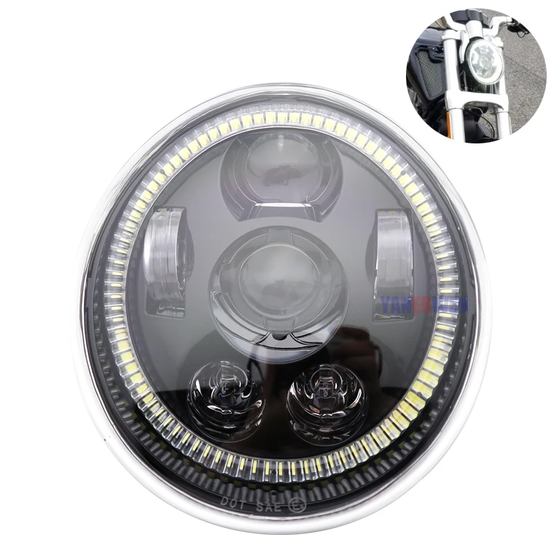 

New DRL Angel Eye LED Headlight with Halo Ring Daytime Running Light For Motorcycle VRSCA V-Rod VRod Night Rod Special