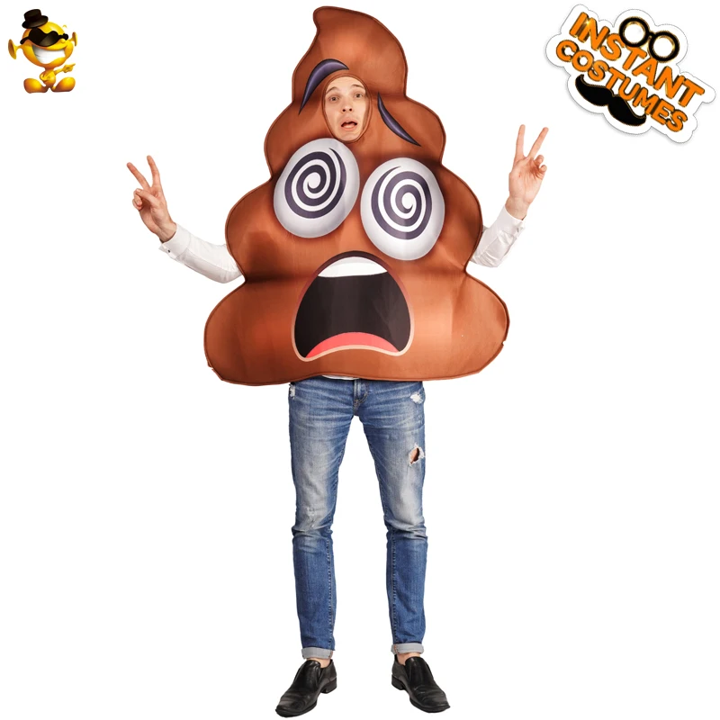 Purim Party Adult Unisex Poop Emoji Cosplay Funny Colorful sad Heart Emoticon Jumpsuit Fancy Dress Dizzy Poop in Carnival Party 