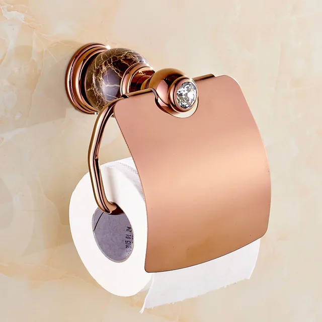 Copper Rose Gold Paper Towel Rack Toilet Paper Holder Jade Marble