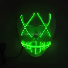 NEW Sound activated Halloween ghost Slit mouth light up glowing EL wire Cute mask Fashion Cosplay Costume for party