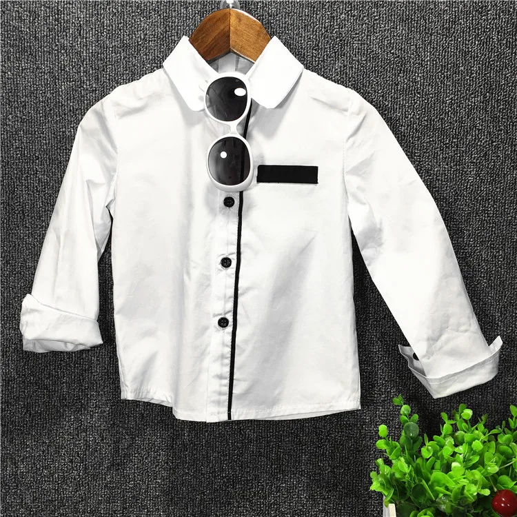 Розничная костюм для малыша 2-7Year Однотонная рубашка модные хлопковые рубашки