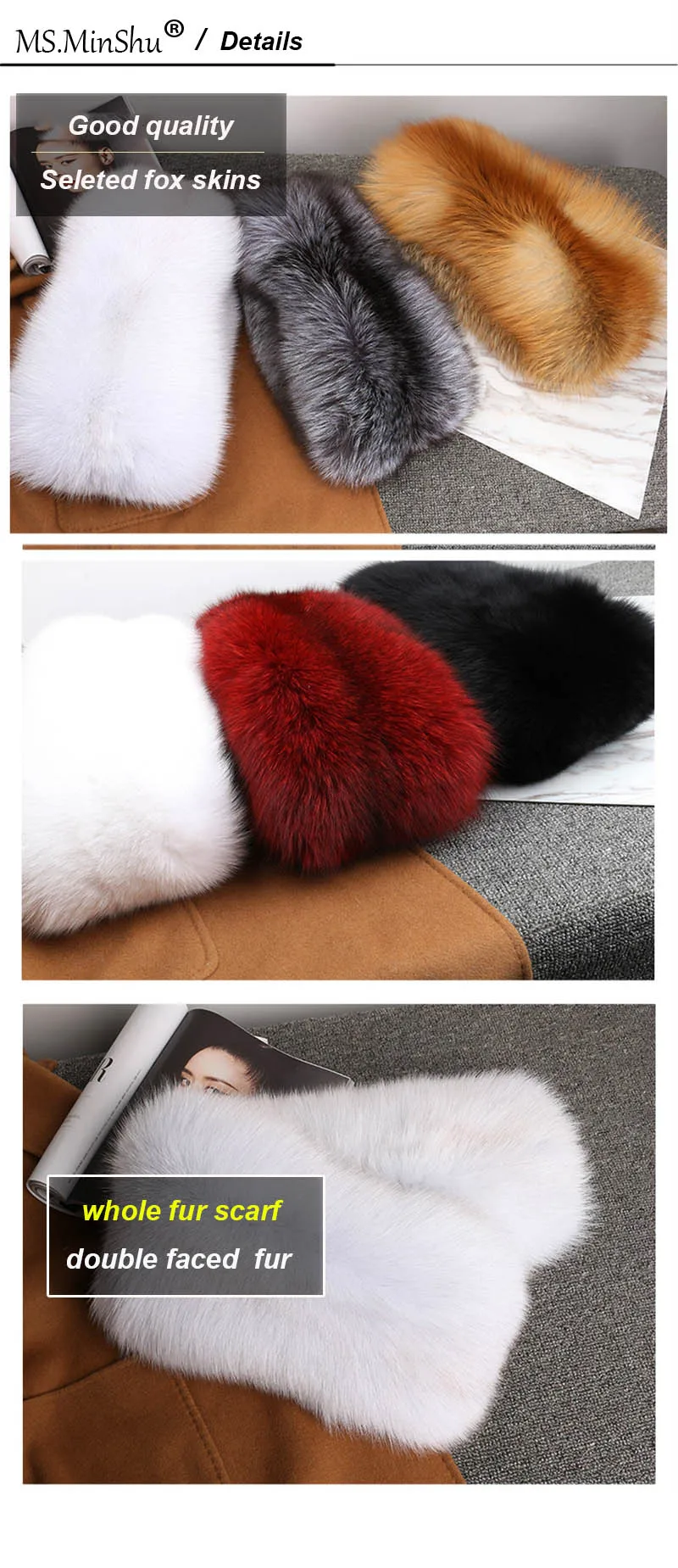 fox fur scarf color details
