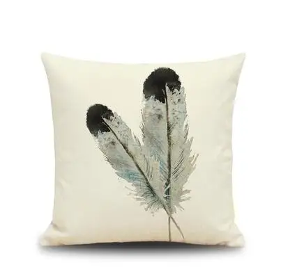 Простой Nordic Ink Feather с цифровым 3d-рисунком льняная подушка крышка