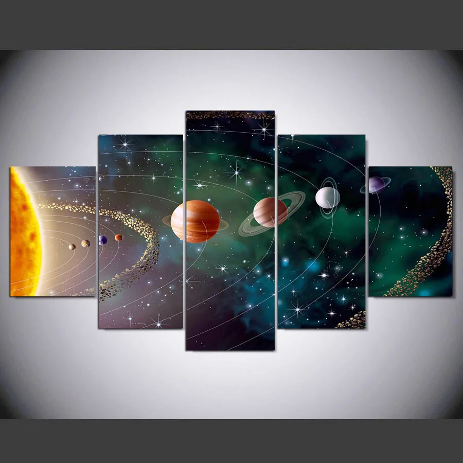 5-Pieces-Canvas-Paintings-Beautiful-Planets-Solar-System-Ourer-Space-print-pictures-home-decor-framed-wall