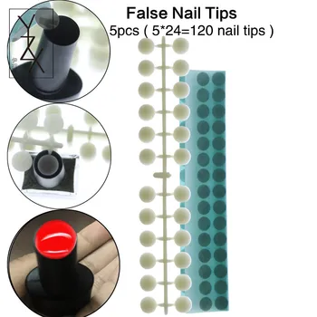 

YZX 5Pcs Double-sided Adhesive Natural Color 24 Nail Tips Label Sticker Display Shelf Color Tool Palette Dot Flat For Gel Polish