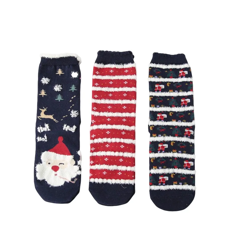 Novelty Fashion Terry Sock Women Cartoon Santa Color Rush Character