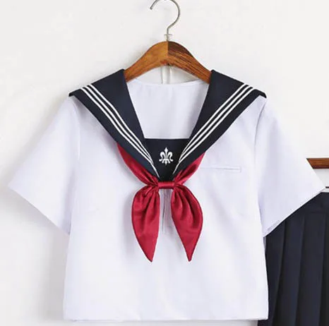 Японская школьная форма Trident юбка с вышивкой JK Униформа белый матросский топ+ юбка+ галстук костюм Студенческая форма для женщин - Цвет: Package 5