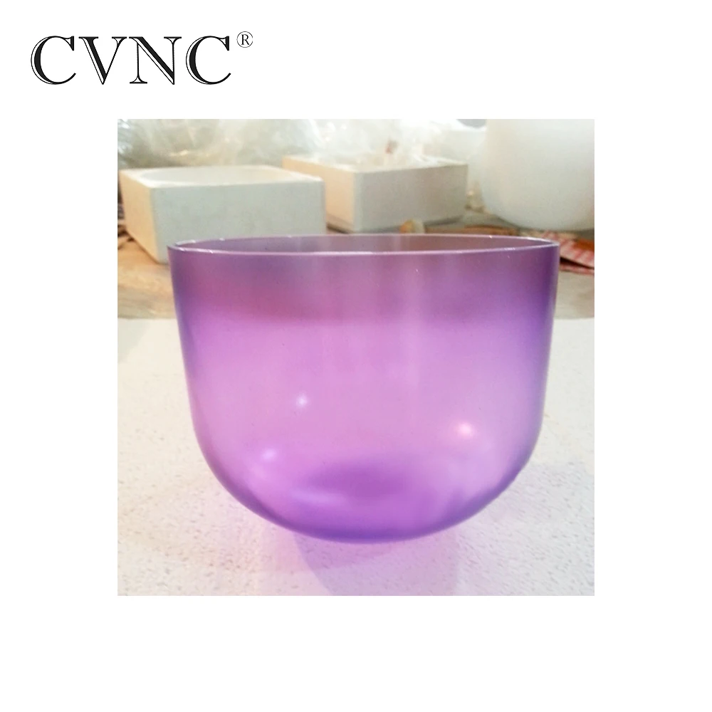

CVNC 7'' Violet Colored Clear Note B Crown Chakra Quartz Crystal Singing Bowl With Free Mallet and O-Ring