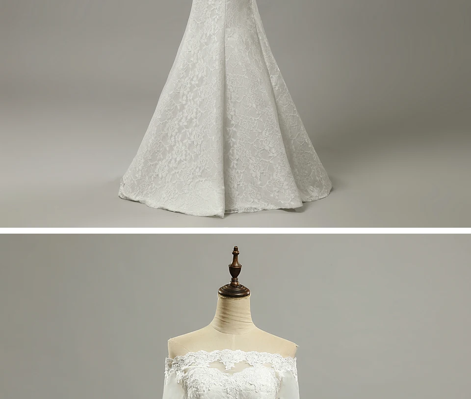 Настоящая фотография модный Свадебные платья Русалочки дешевая женская обувь свадебное, с рукавом до локтя нарядное свадебное платье Vestido De Noiva креп свадебное платье Турецкий