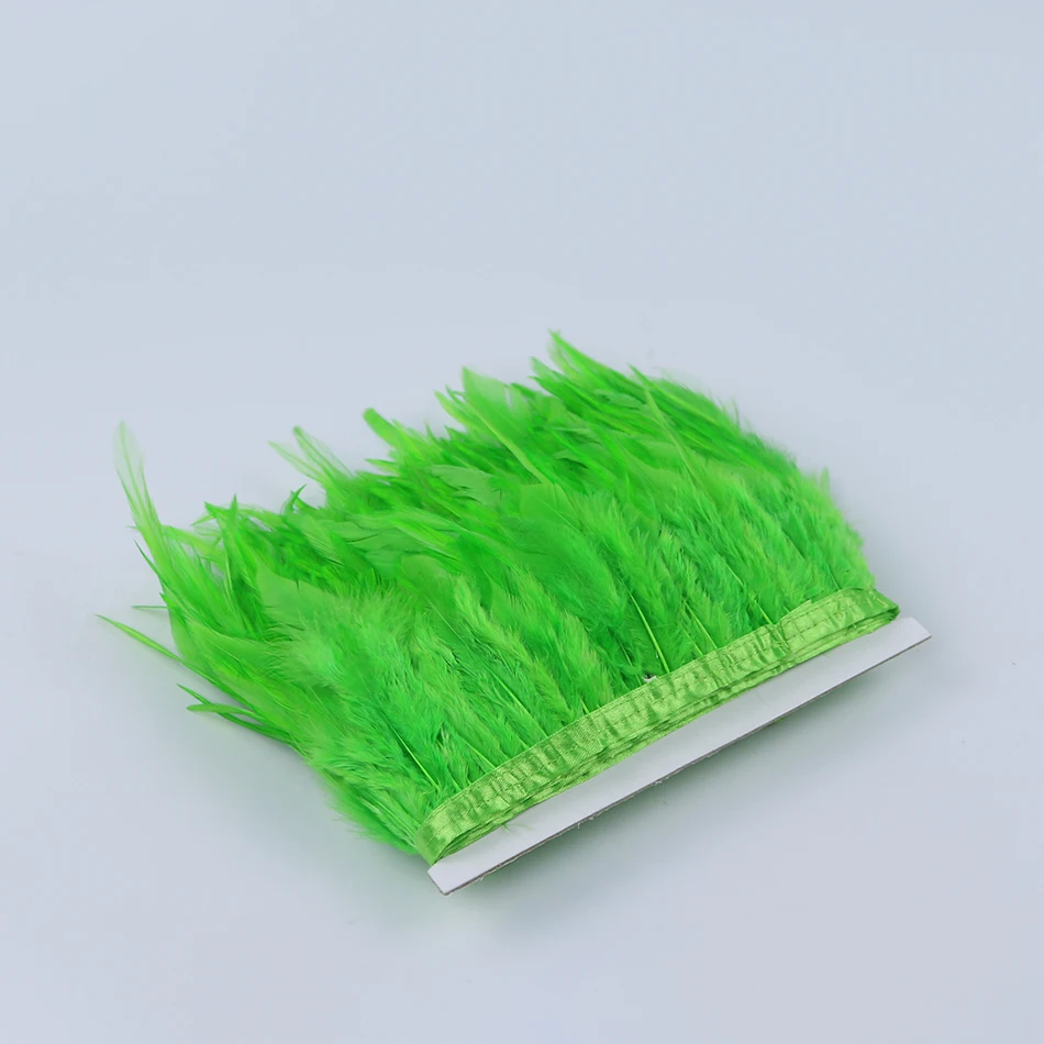 10 green rooster saddle feather trims 3