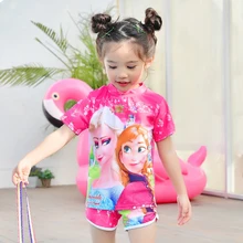 Комплект из двух предметов для маленьких девочек; купальный костюм Эльзы, Анны, Софии; купальный костюм; Набор детских бикини; детские купальные костюмы с героями мультфильмов