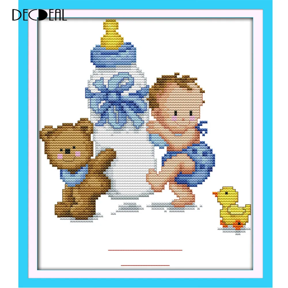 

20 * 25cm DIY Handmade Cross Stitch Set Embroidery Needlework Kits Baby's Bottle Toy Pattern Cross Stitching Home Decoration