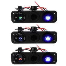 Розетка для автомобильного прикуривателя, сплиттер, водонепроницаемый, 12 В, 24 В, двойной USB, QC 3,0, зарядное устройство, адаптер питания, розетка, светодиодный вольтметр с переключателем