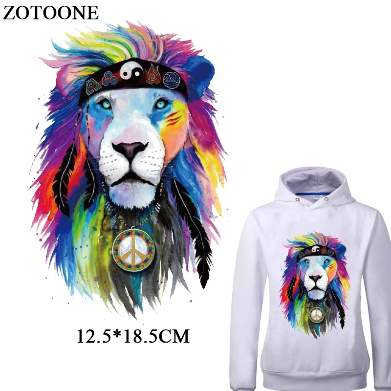 

ZOTOONE Colorful Lion Patch A-Level Washable Iron On Transfers For Kids Clothes T-shirt Diy Decoration Applique Heat Press E