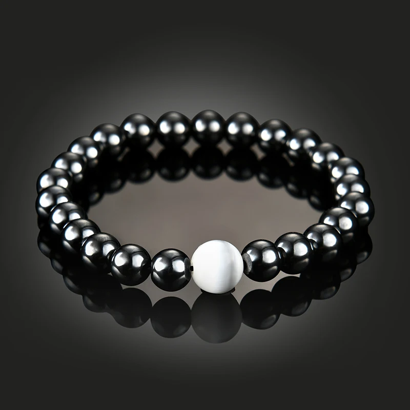 Мода натуральный камень магнетит Черный желчный камень бисерный браслет здоровье браслет для женщин мужчин ювелирные изделия#3
