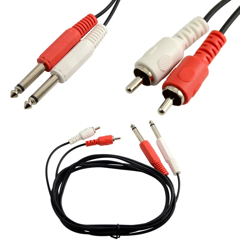 

Twin 6.35mm MONO Jack Plugs to 2 RCA Phono Plugs OFC Audio Cable Dual Mono Jack plugs 6.3mm Coded ends