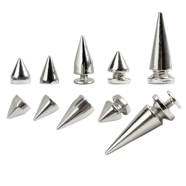 Korisitar 55mm Solid Punk Bullet Large Spikes Metal Leather Rivets DIY Silver Screw on Cone Studs for Cosplay Clothes Set of 10