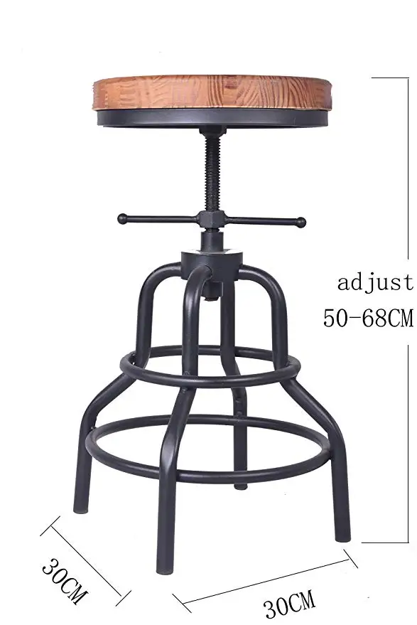 Industrial Furniture Bar Stool Seat Swiveling Wood Seat,Metal Frame Footrest Function,Height Adjustable Bar Chair Industrial Furniture Bar Stool Seat Swiveling Wood Seat,Metal Frame Footrest Function,Height Adjustable Bar Chair