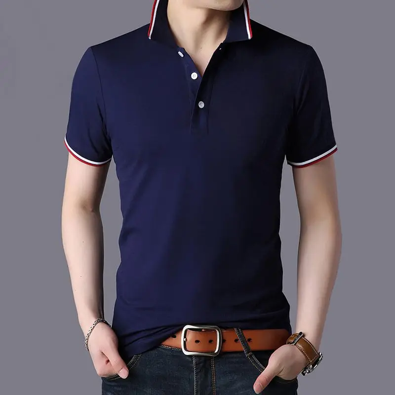 6827 Navy Men Polo Shirt Summer Hot Sale Mens Polos Casual 95% Cotton New Male Short Sleeve Fashion Brand Polo Shirts Plus Size 3XL - Цвет: 6827 Navy