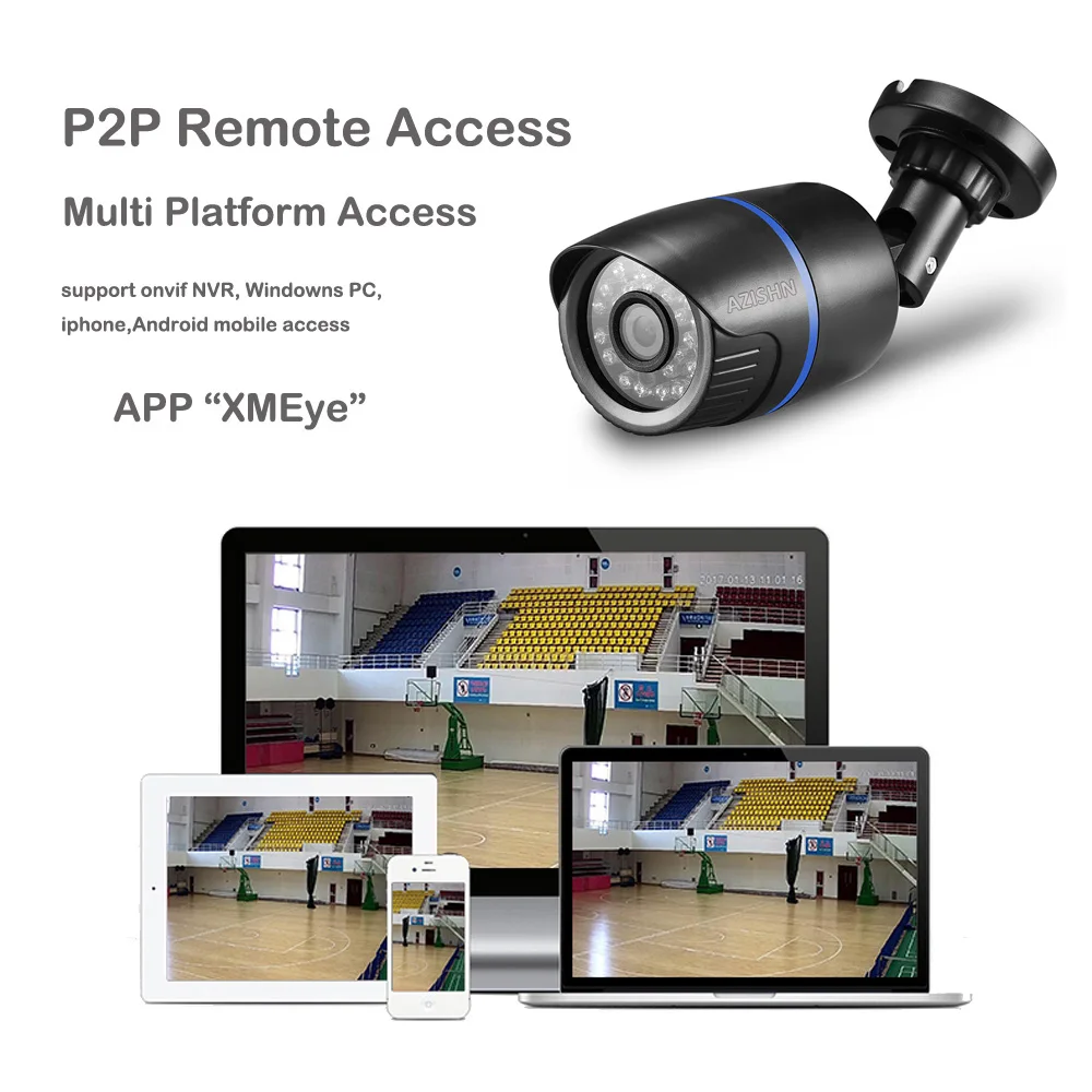 AZISHN FULL HD 4CH POE 1080P NVR 2.0mp 48 в PoE 1080P IP камера HDMI CCTV система наблюдения/Внутренняя P2P электронная сигнализация ПК и телефона