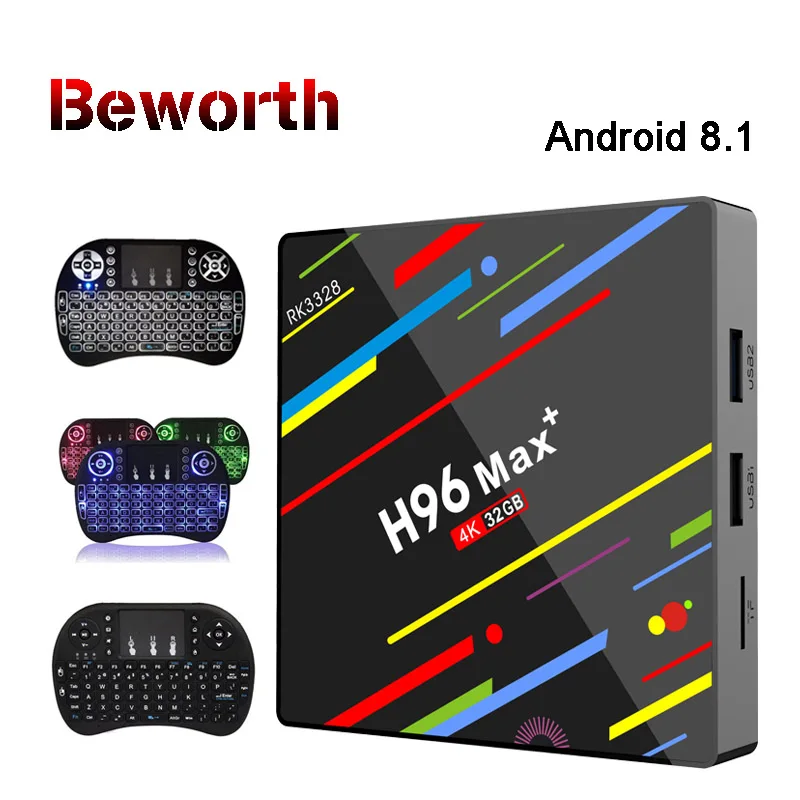

H96 Max+ Plus Android 8.1 TV Box RK3328 Quad Core 4GB 32GB Set Top Box 2.4G WiFi H.265 4K USB 3.0 Smart HDD Media Player