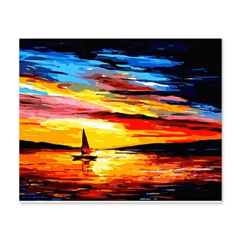 

Digital oil painting DIY hand decorated landscape color painting by numbers wall decor on canvas oil paint coloring by number