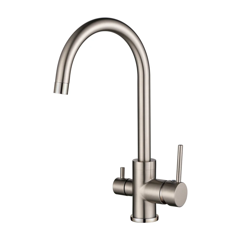  Smesiteli Contemporary All Copper Brushed Nickel Finish Osmosis Reverse 3 in 1 Kitchen Faucet Three - 32804376514