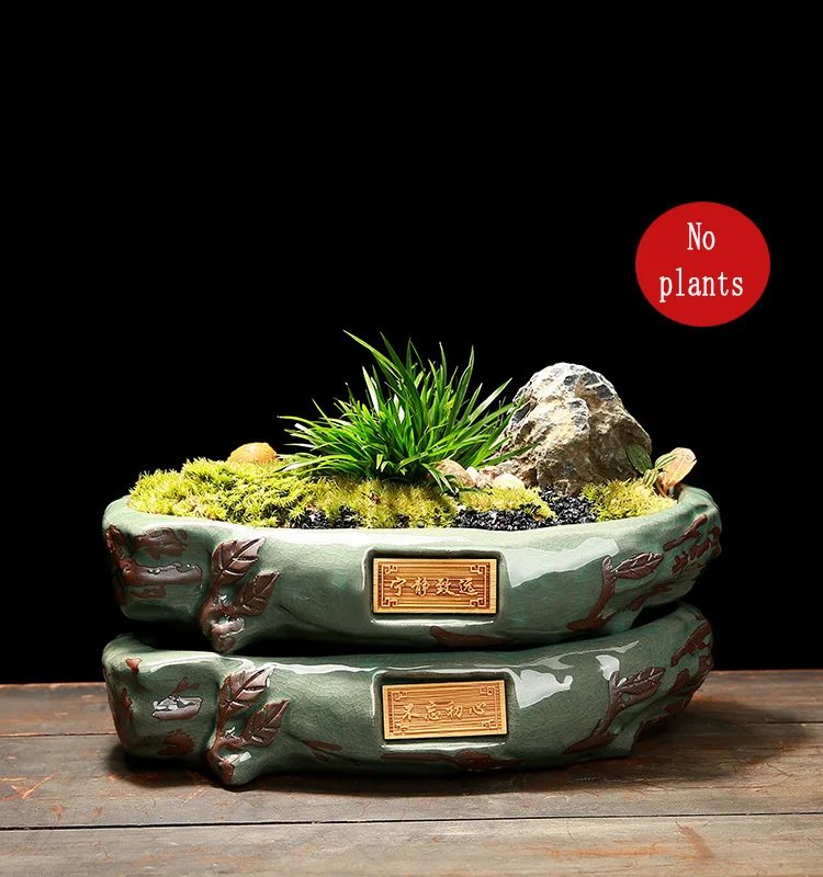 Креативный керамический винтажный цветочный горшок простой суккулентный контейнер для растений зеленые кашпо бонсай горшки цветочный горшок украшение дома