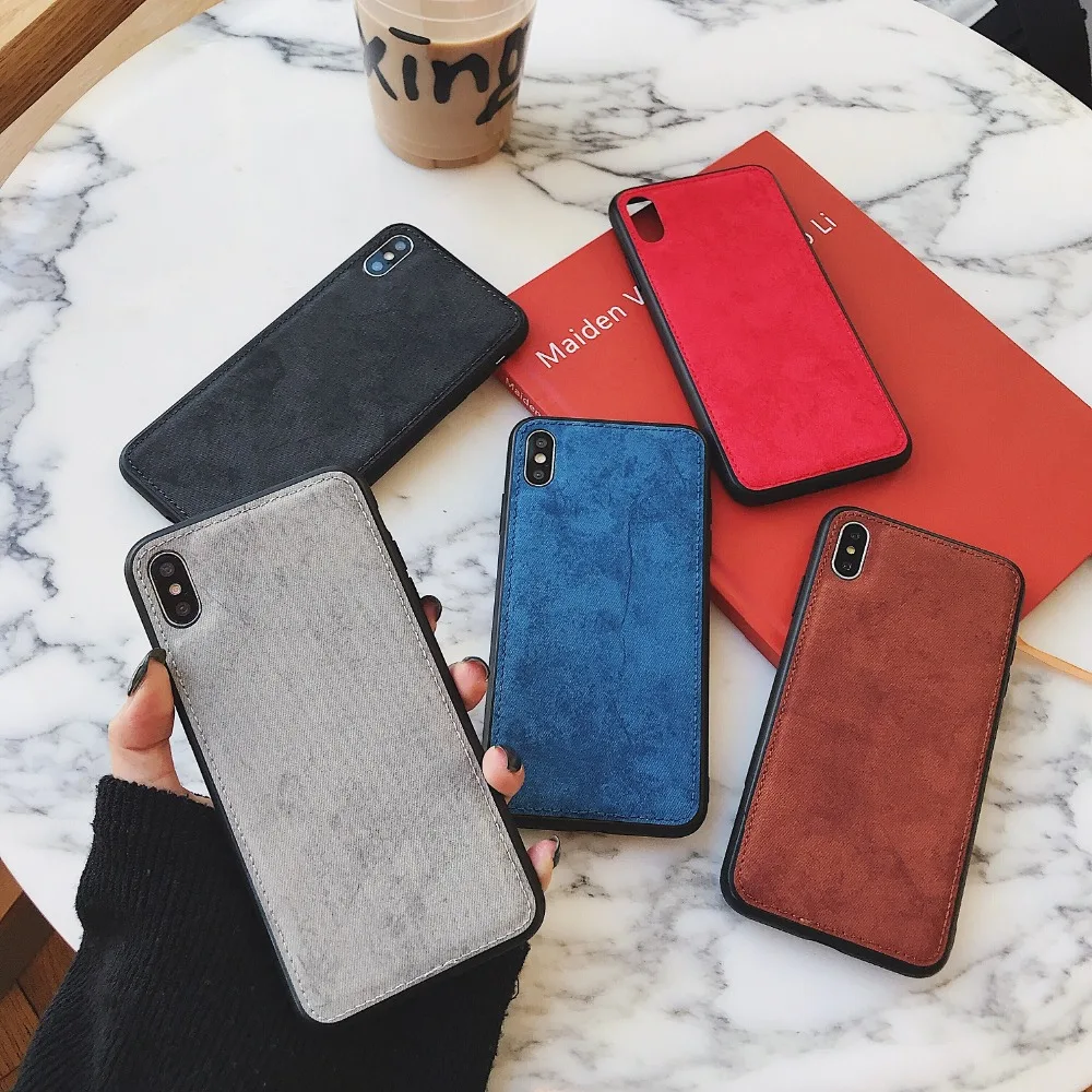 Bausine Cloth Texture Soft case For iphone 7 Case Ultra-thin Canvas Grid Pattern Phone Cases 6 6S 8 Plus X Xs Max | Мобильные