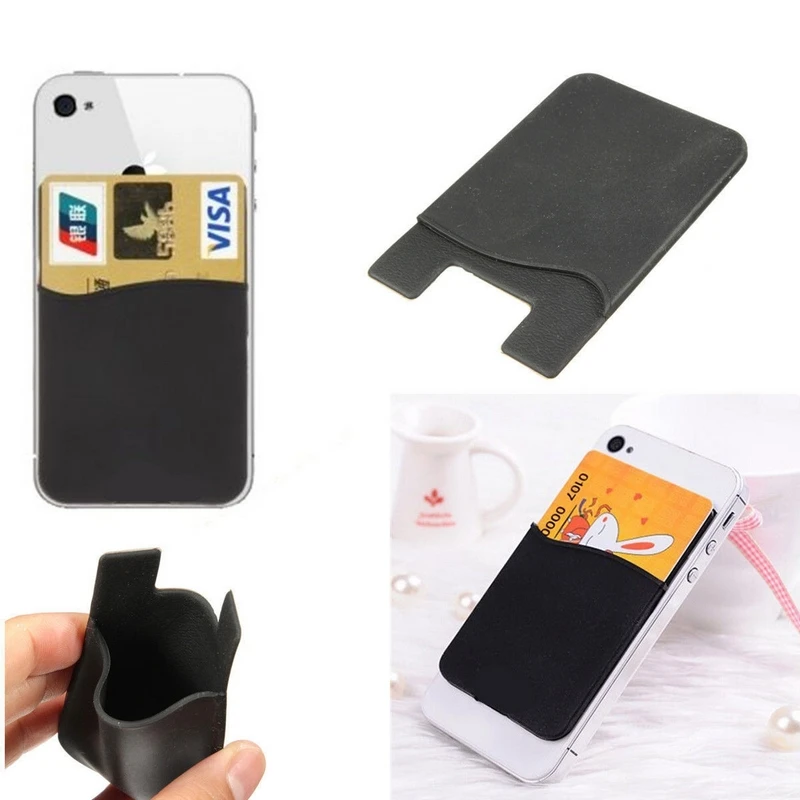 

Durable Silicone Phone Holder Case Credit Card Cash Pouch Adhesive Back Cover Universal For Smart Cell Phone Adhesive Sticker