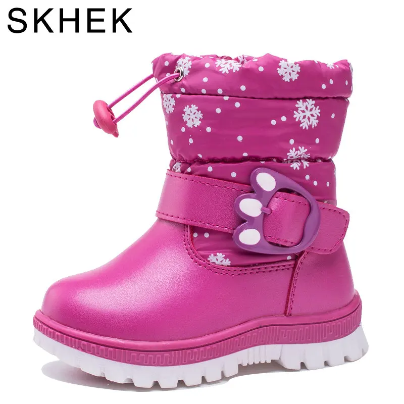 SKHEK/детские ботинки для девочек; зимние детские ботинки на резиновой подошве для мальчиков и девочек; зимние ботинки на молнии с круглым носком для мальчиков; обувь из хлопчатобумажной ткани; unis - Цвет: Красный