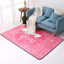Модный милый розовый/синий/желтый Детский ковер с узором в виде сердца, домашний декоративный ковер, нескользящий моющийся прочный коврик