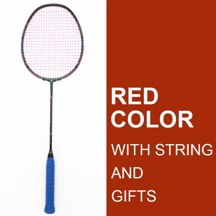 Esper 58 грамм 9U углеродное волокно ракетка для бадминтона профессиональная супер легкая графитовая ракетка со струной и подарками для спортивной игры - Цвет: red color