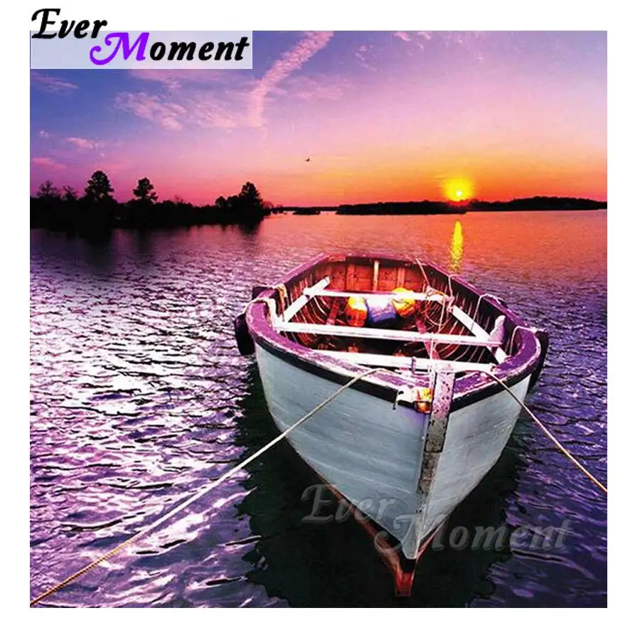 

Ever Moment Full Square Drill Diamond Painting Boat Scenery 5D DIY Cross Stitch Diamond Embroidery Handmade Rhinestone S2F1153