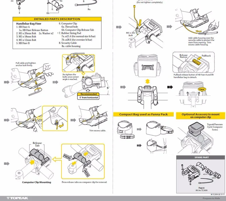 Sale Topeak TT3022 TT3021 TourGuide Handlebar Bag for Bicycle Camera Bag Bike Front Tube Pannier Mountain Bike Cycling accessory 6