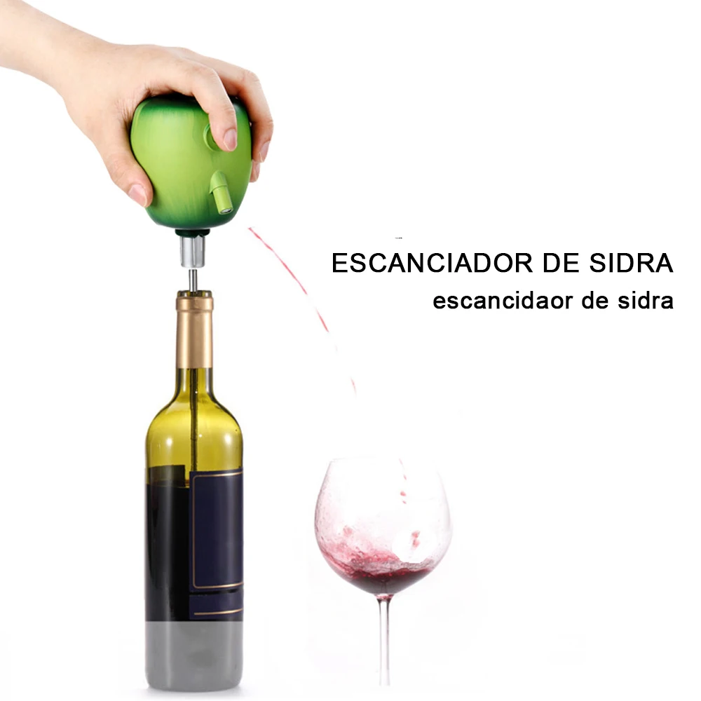 

1pcs Electric Wine Pourer Cider Decanter Pump Apple Design Food Grade Stainless Steel Sucker Wine Pour Accessories for Home Bar