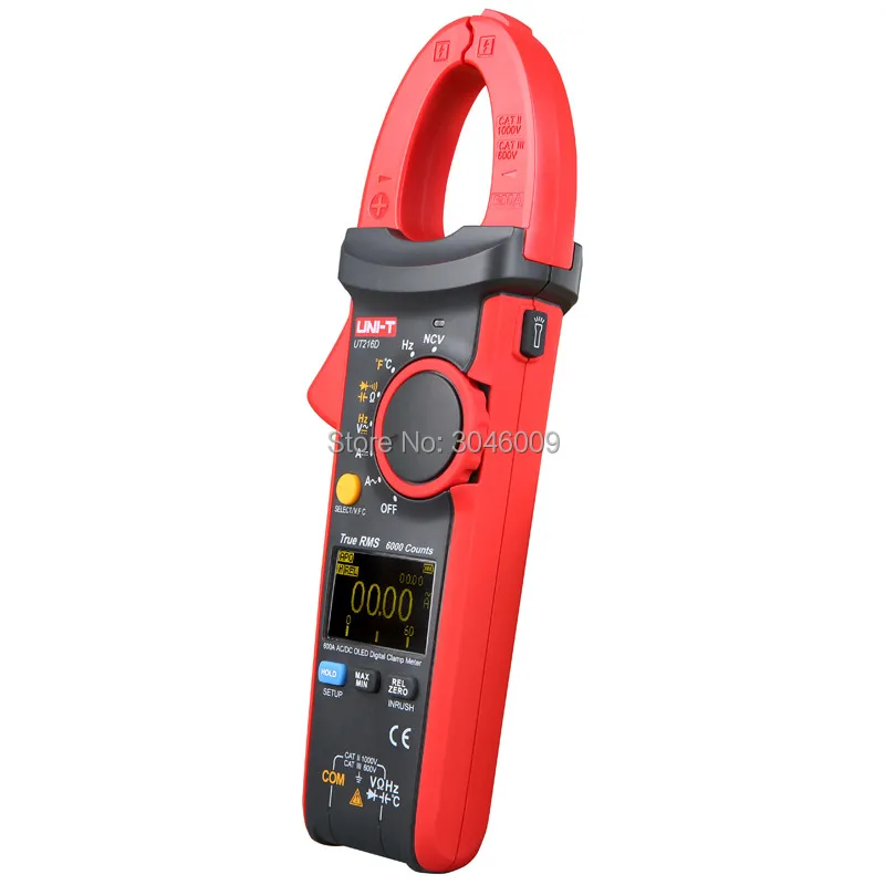 US $111.49 UNIT UT216D ACDC 600A True RMS Digital Clamp MeterRelative MeasurementTemperature TestFrequency MeasurementVFCNCV