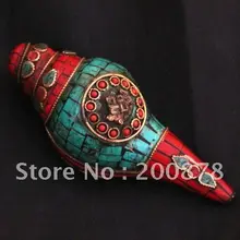 TBC859 Тибетский латунь ограничен большой улитки, ремесла, 5,5 дюйма, музыкальный инструмент, буддийские ремесла