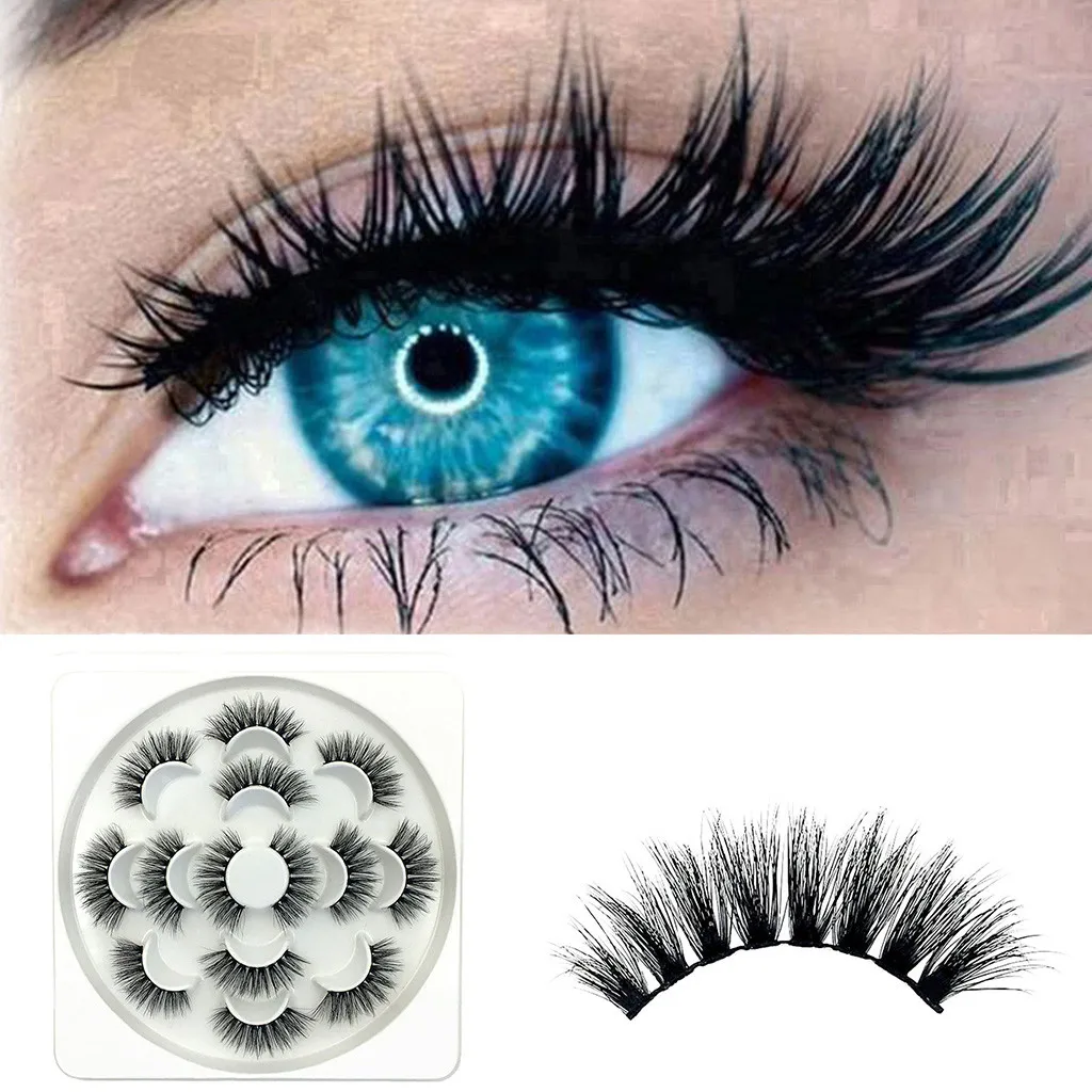 

7Pair Luxury Lashes 6D Mink Eyelashes Handmade Reusable Natural Curling Thick Eyelashes Popular False Lashes Makeup L58