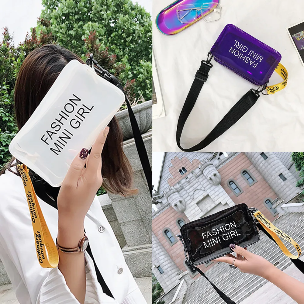2019 woman transparent jelly shoulder city walking diagonal small square bag fanny pack pretty sexy waterproof package 40J4 (1)