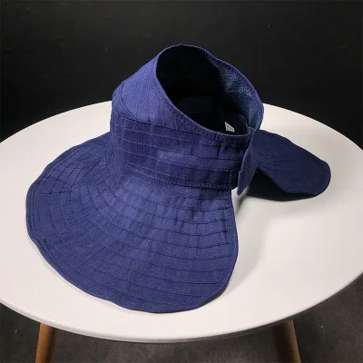Летняя Солнцезащитная шляпа для родителей и детей, женские модные складные солнцезащитные шляпы для езды, свободные шляпы с широкими полями, пляжная шляпа для девочек - Цвет: Navy Blue