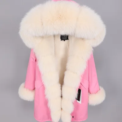Maomaokong Новая модная женская Роскошная Шуба из натурального меха серебристой лисы зимняя куртка с подкладкой из искусственного меха - Цвет: Long Style  11