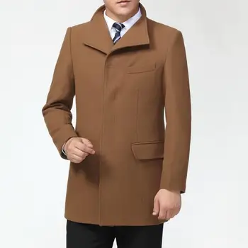 

Khaki navy 2020 autumn medium-long woolen coats mens overcoat turn-down collar outerwear fashion male casaco masculino overcoat