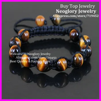 

10PCS Tiger Eyes Semi Precious Stones Beads Macrame Bracelet Handmade Braiding Adjustable Bracelet Men's Bracelet Bangle