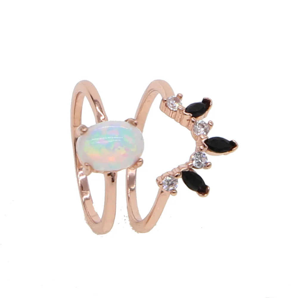delicate Jewelry Wholesale Rose Gold Color white Opal Wedding Crystal
