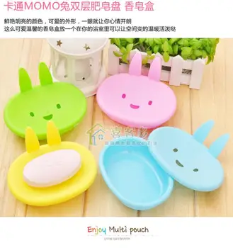

New double layer soap dish household soap box Cartoon momo rabbit soap box