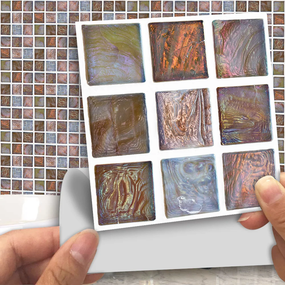 

18pcs/set Removable 3D Tile Stickers Cover 0.18m*2 Self-adhesive Waterproof Bathroom Kitchen Decor Agate Wall Sticker Art Decals