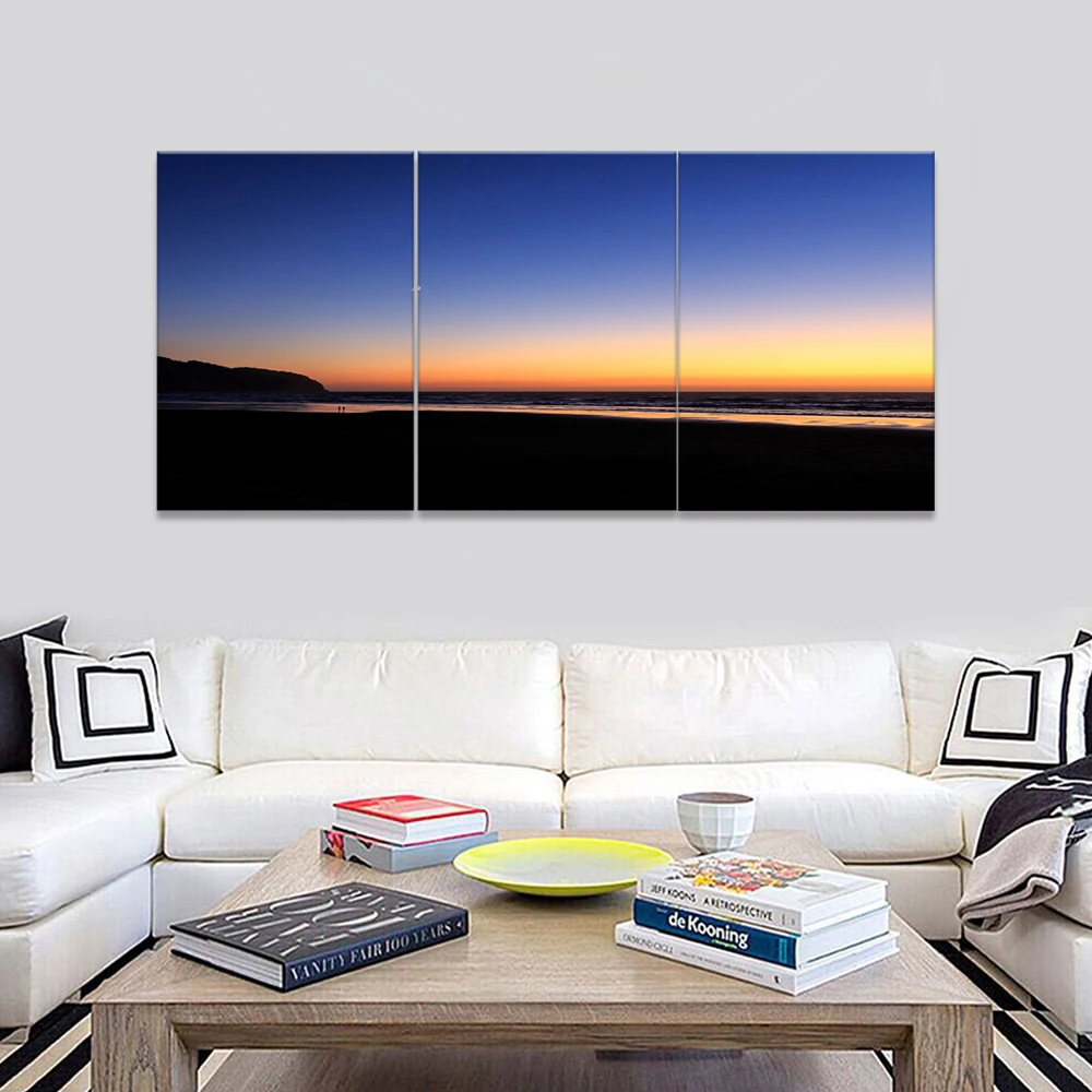 Настенное искусство 3 шт печать Сумерки море Realised как WallArt холст картины на фото